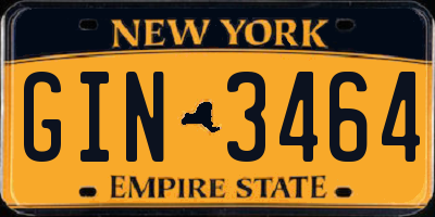 NY license plate GIN3464