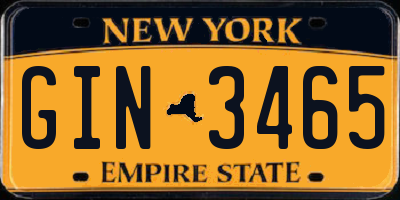 NY license plate GIN3465