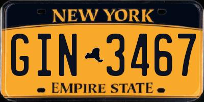 NY license plate GIN3467