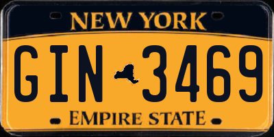 NY license plate GIN3469