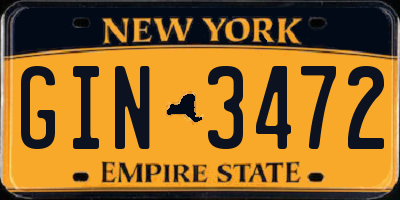 NY license plate GIN3472