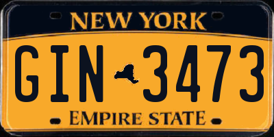NY license plate GIN3473