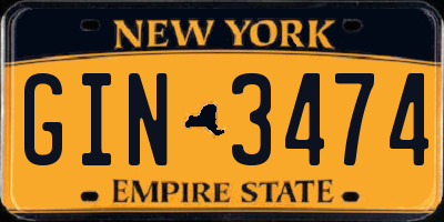 NY license plate GIN3474