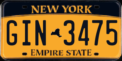 NY license plate GIN3475
