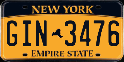NY license plate GIN3476
