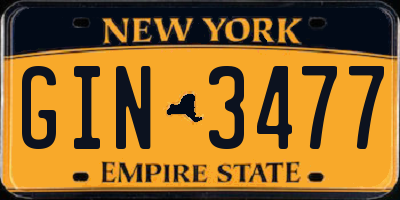 NY license plate GIN3477