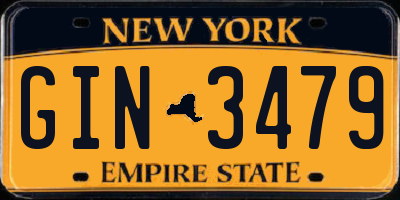 NY license plate GIN3479