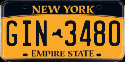 NY license plate GIN3480