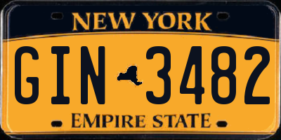 NY license plate GIN3482