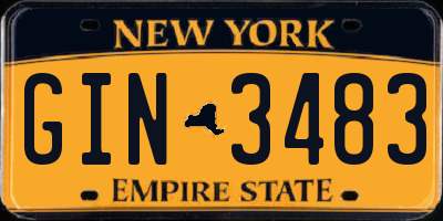 NY license plate GIN3483