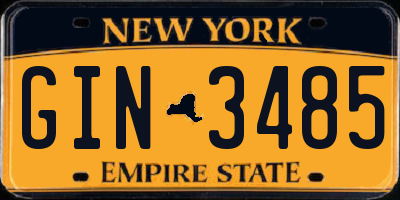 NY license plate GIN3485
