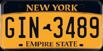 NY license plate GIN3489