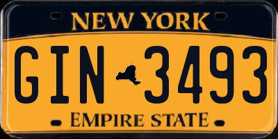 NY license plate GIN3493