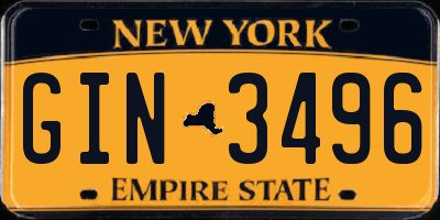 NY license plate GIN3496
