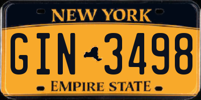 NY license plate GIN3498