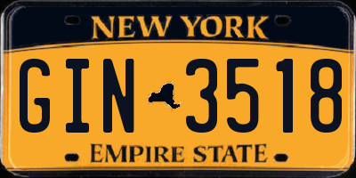 NY license plate GIN3518