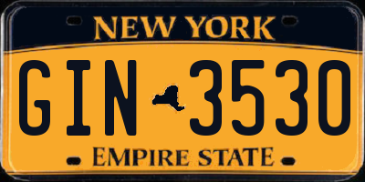 NY license plate GIN3530