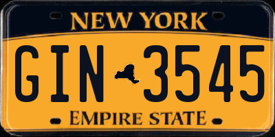 NY license plate GIN3545