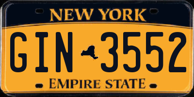 NY license plate GIN3552