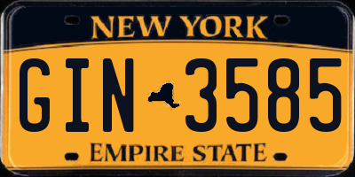 NY license plate GIN3585