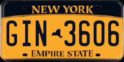NY license plate GIN3606
