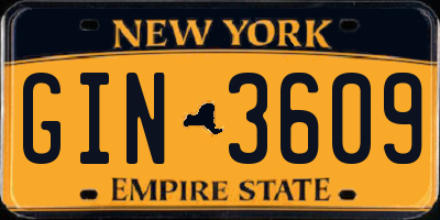 NY license plate GIN3609
