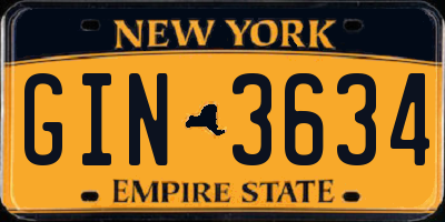 NY license plate GIN3634