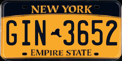 NY license plate GIN3652