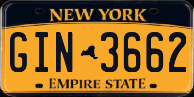 NY license plate GIN3662