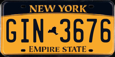 NY license plate GIN3676