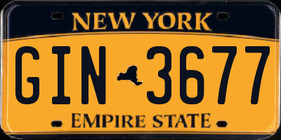 NY license plate GIN3677