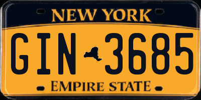 NY license plate GIN3685