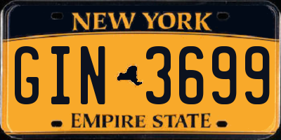 NY license plate GIN3699