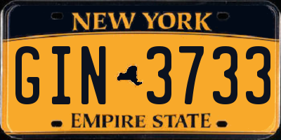 NY license plate GIN3733