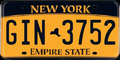 NY license plate GIN3752