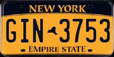 NY license plate GIN3753