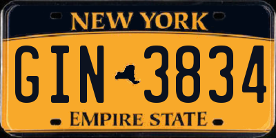 NY license plate GIN3834