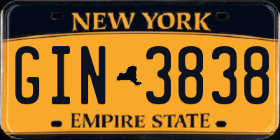 NY license plate GIN3838