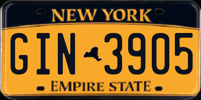 NY license plate GIN3905