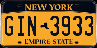 NY license plate GIN3933