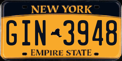 NY license plate GIN3948