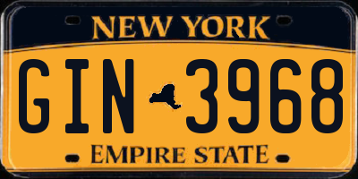 NY license plate GIN3968