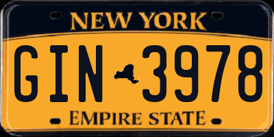 NY license plate GIN3978