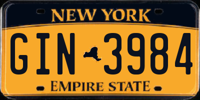 NY license plate GIN3984
