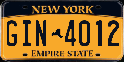 NY license plate GIN4012