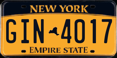 NY license plate GIN4017
