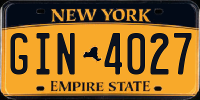NY license plate GIN4027