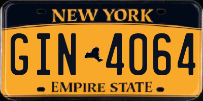 NY license plate GIN4064