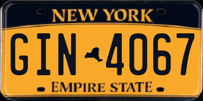 NY license plate GIN4067