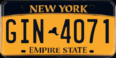 NY license plate GIN4071